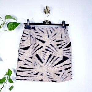 Wool Pencil Skirt Womens SMALL Brown Black Geometric Mini High‎ Waisted ANSWER